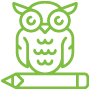 Icon of an owl and a pencil