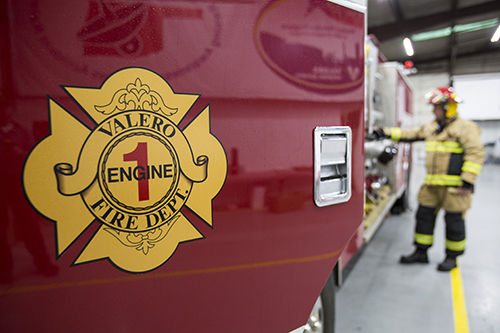 Valero fire truck and fireman