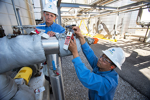 Valero Renewable employees conduct safety check on equipment