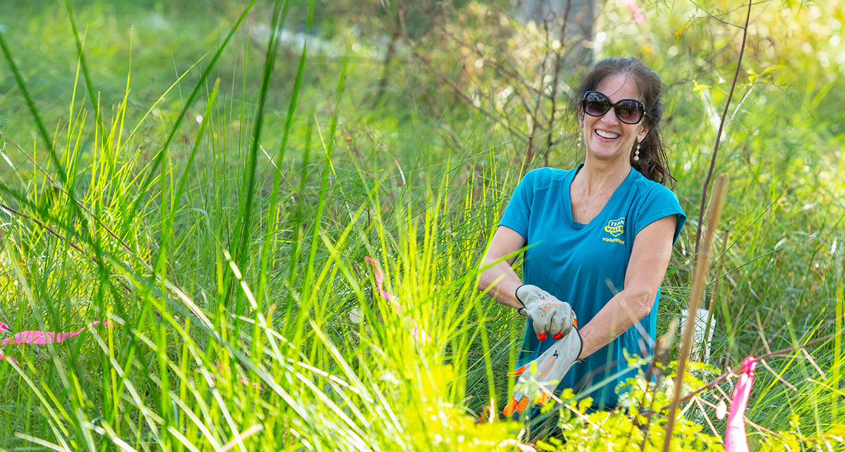 Valero Employee planting trees in swamp