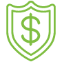 Icon of a shield and a dollar sign 