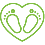 Icon of a heart with baby feet 