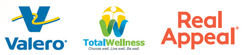 Real Appeal logo alongside the Valero Total Wellness logo and Valero logo