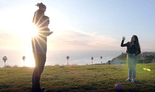 Valero family playing outdoors in the sunshine