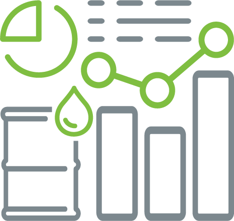 data graphs and barrel icon