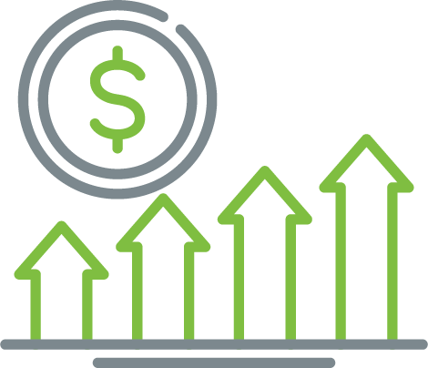 Chart and money symbol