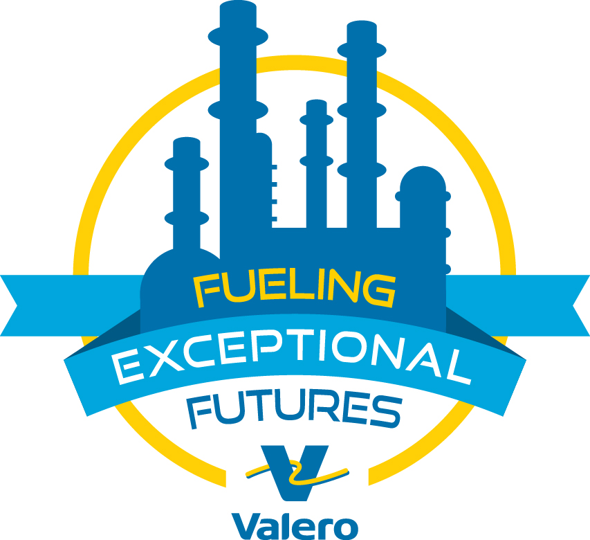 An illustration of a refinery. To the right, text reads: "Fueling Exceptional Futures." The Valero logo is beneath this text.