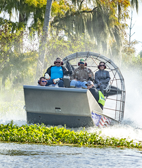 Valero Volunteers on an air boat