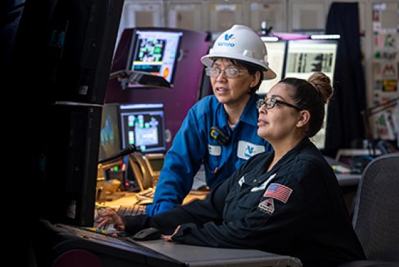 Valero refinery employees in control room