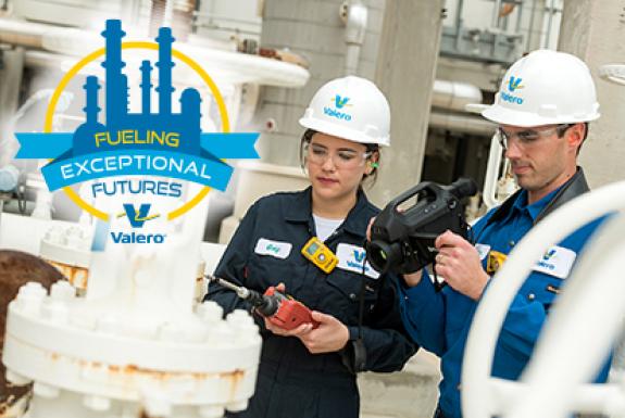 Valero refinery employees using leak detection and repair equipment