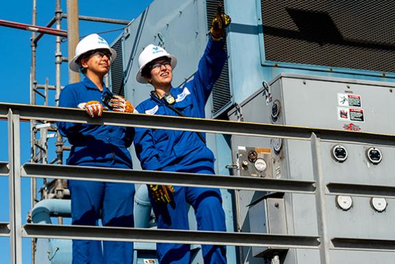 Two female Valero employees at refinery