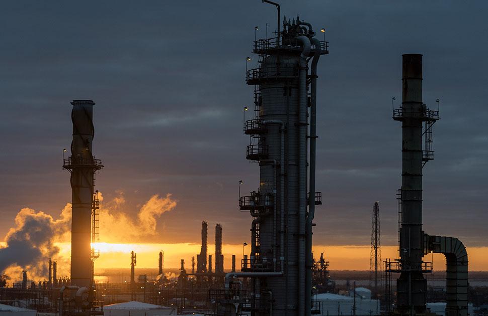 port arthur refinery at sunrise