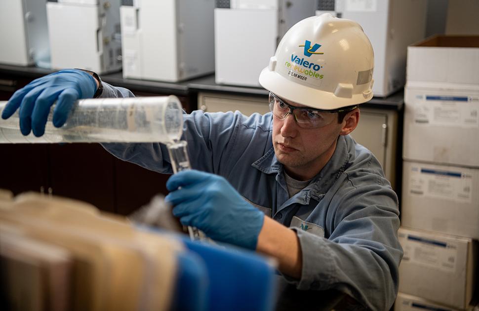 Valero Hartley employee makes hand sanitizer