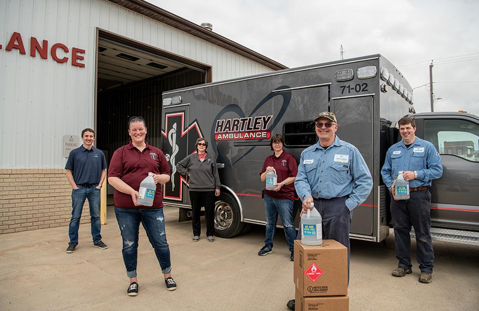 Valero Hartley volunteers donate hand sanitizer