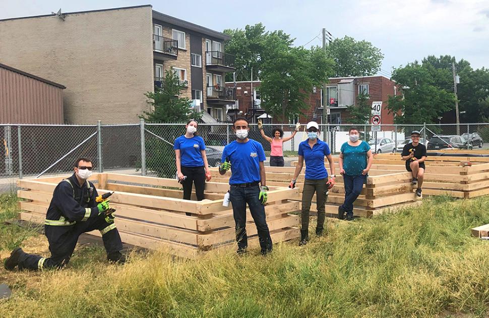 Valero Volunteers built large planter boxes as part of a volunteer activity