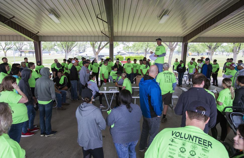 Volunteers meeting before Day of Caring event