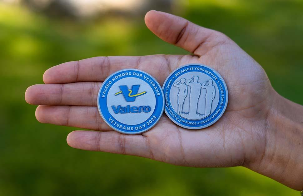Valero challenge coins honoring Veterans Day 2022.