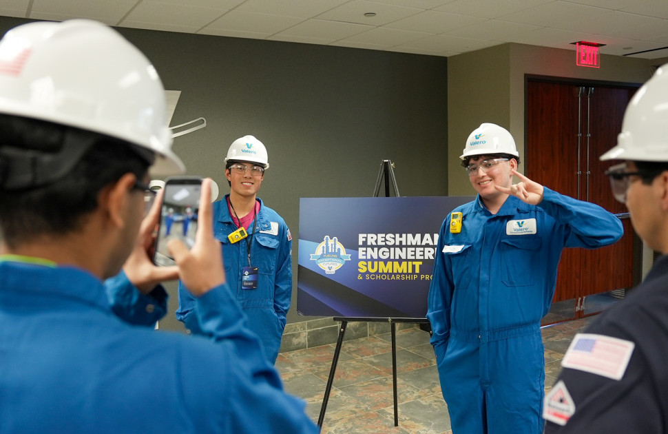 Summit students on tour at a refinery