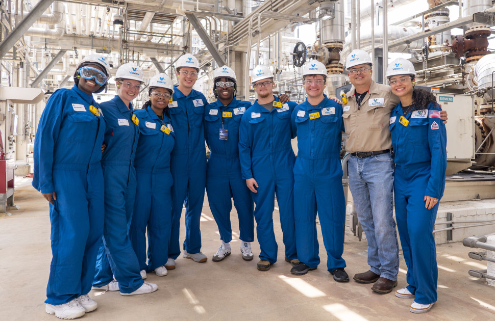 Group of students at refinery during Summit Tour