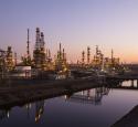 wilmington refinery at sunset