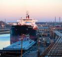 port arthur refinery dock at dusk