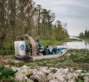 Valero Volunteers on a boat in the swamp