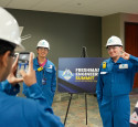 Summit students on tour at a refinery