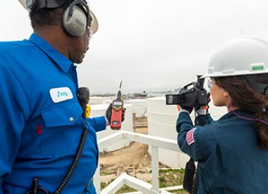 Valero employees using FLIR camera