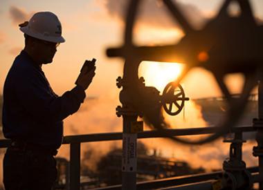 Valero Refinery Employee at sunset