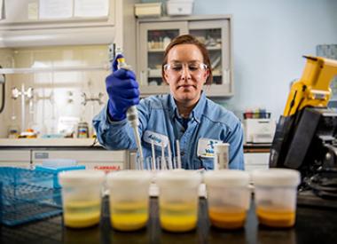 Valero Renewables employee in ethanol lab