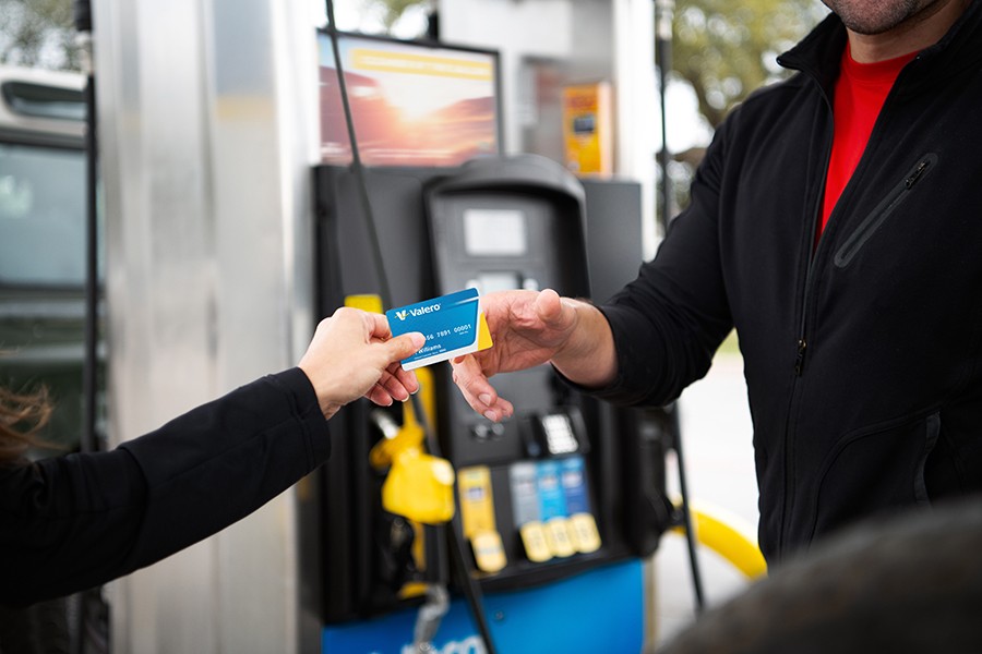 Customers using Valero credit card at pump