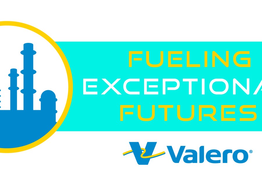 A graphic with Valero's logo that says "Fueling Exceptional Futures"