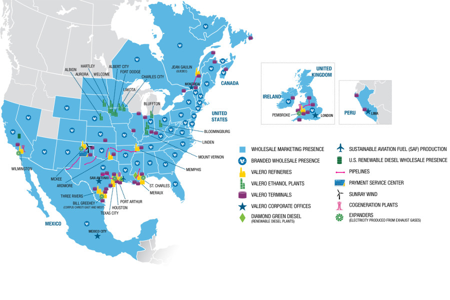 Valero Operations Map 2026