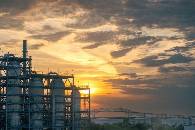 Port Arthur Refinery at sunrise